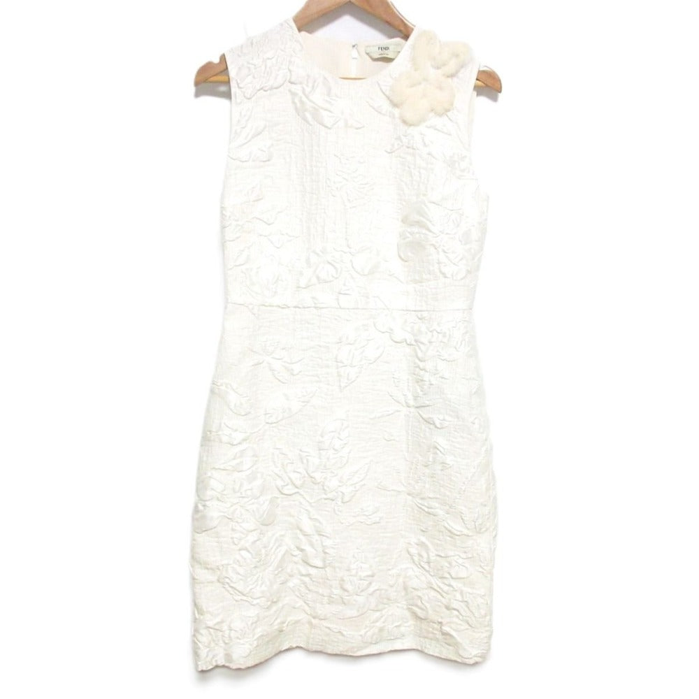 Fendi Mink Fur Corsage Jacquard Dress