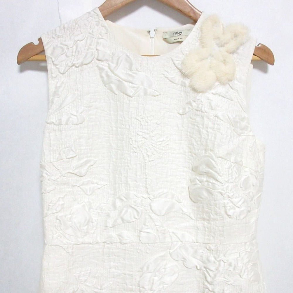 Fendi Mink Fur Corsage Jacquard Dress