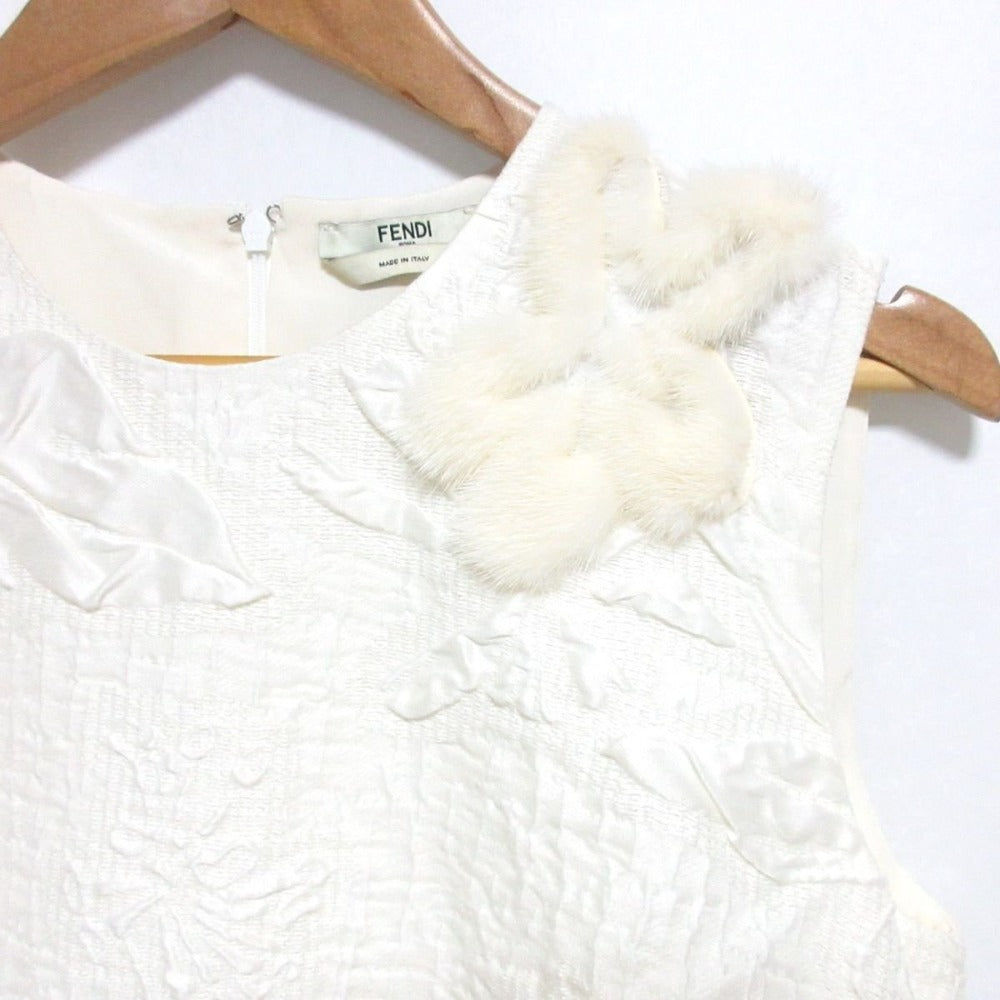 Fendi Mink Fur Corsage Jacquard Dress