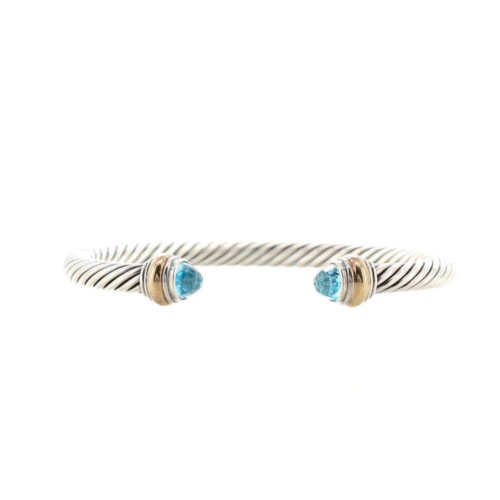 Cable Classic Bracelet Sterling Silver with 14K Yellow Gold and Topaz 5mm