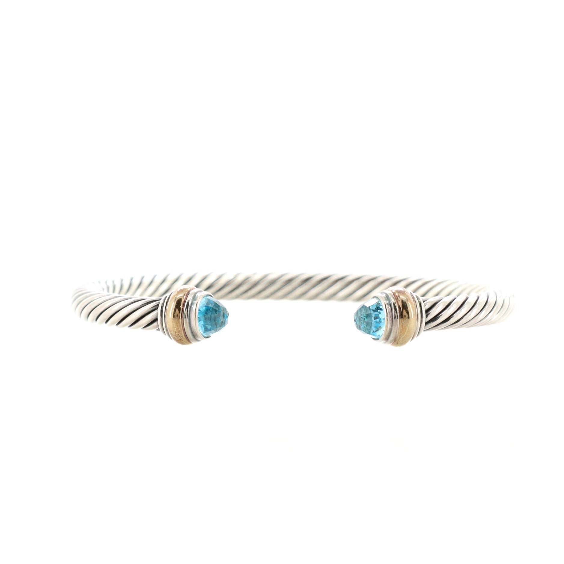Cable Classic Bracelet Sterling Silver with 14K Yellow Gold and Topaz 5mm