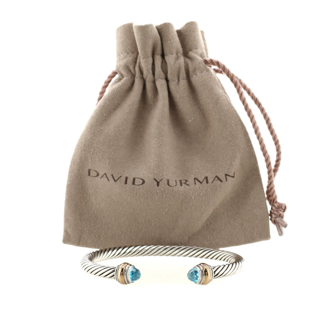 Cable Classic Bracelet Sterling Silver with 14K Yellow Gold and Topaz 5mm