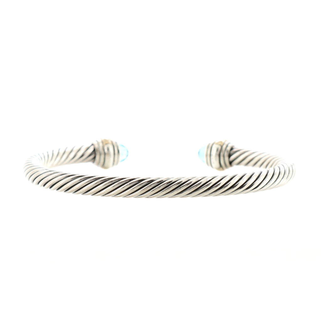 Cable Classic Bracelet Sterling Silver with 14K Yellow Gold and Topaz 5mm