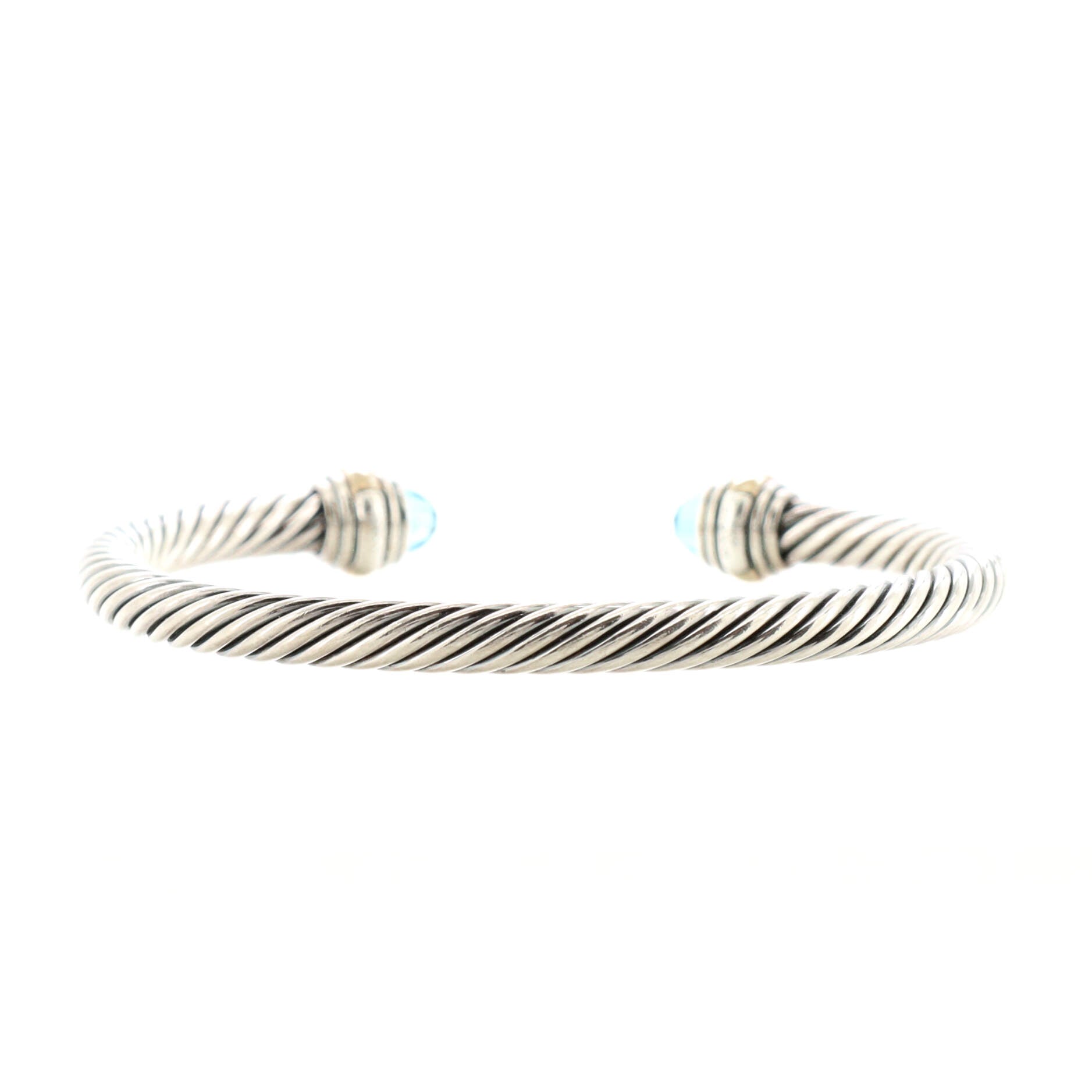 Cable Classic Bracelet Sterling Silver with 14K Yellow Gold and Topaz 5mm