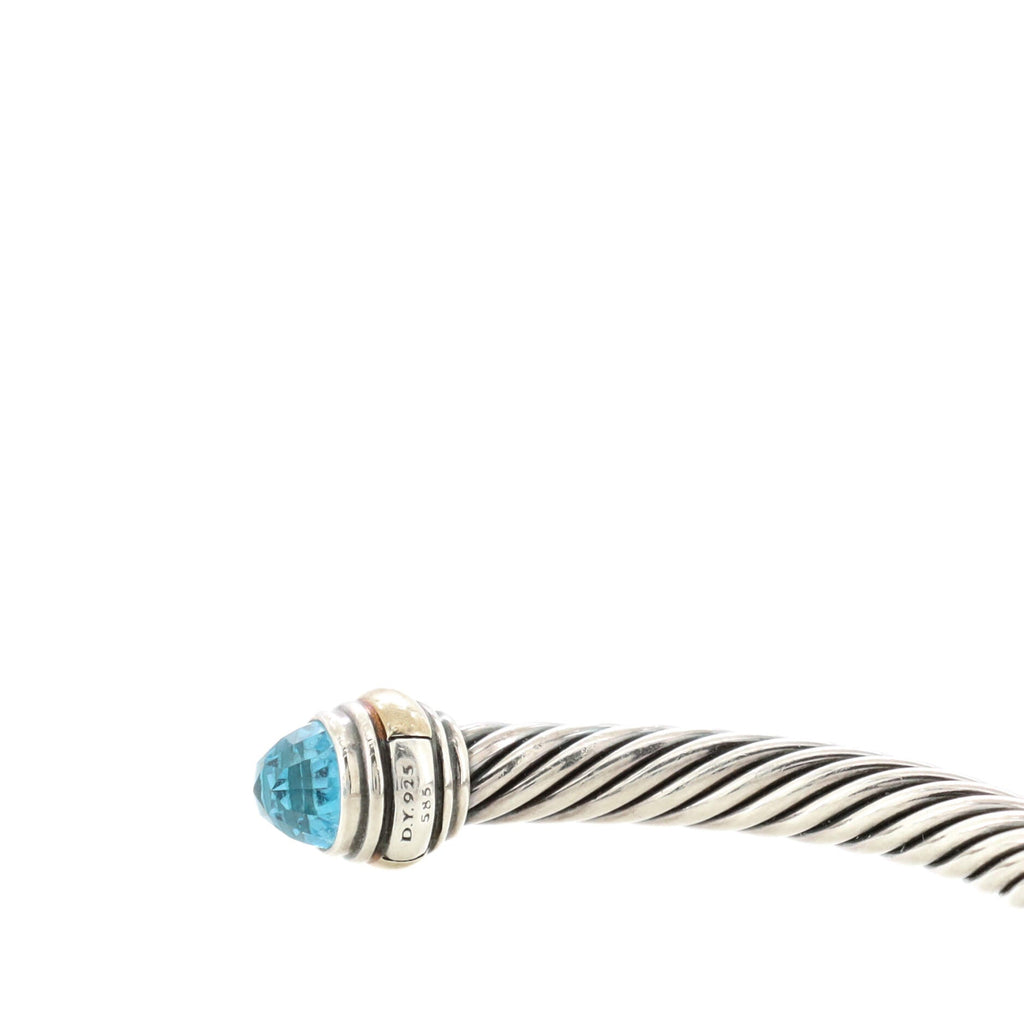 Cable Classic Bracelet Sterling Silver with 14K Yellow Gold and Topaz 5mm