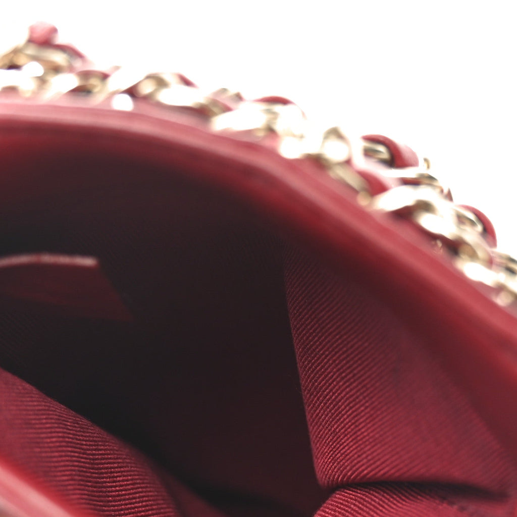 Lambskin Tech Me Out Clutch With Chain Red