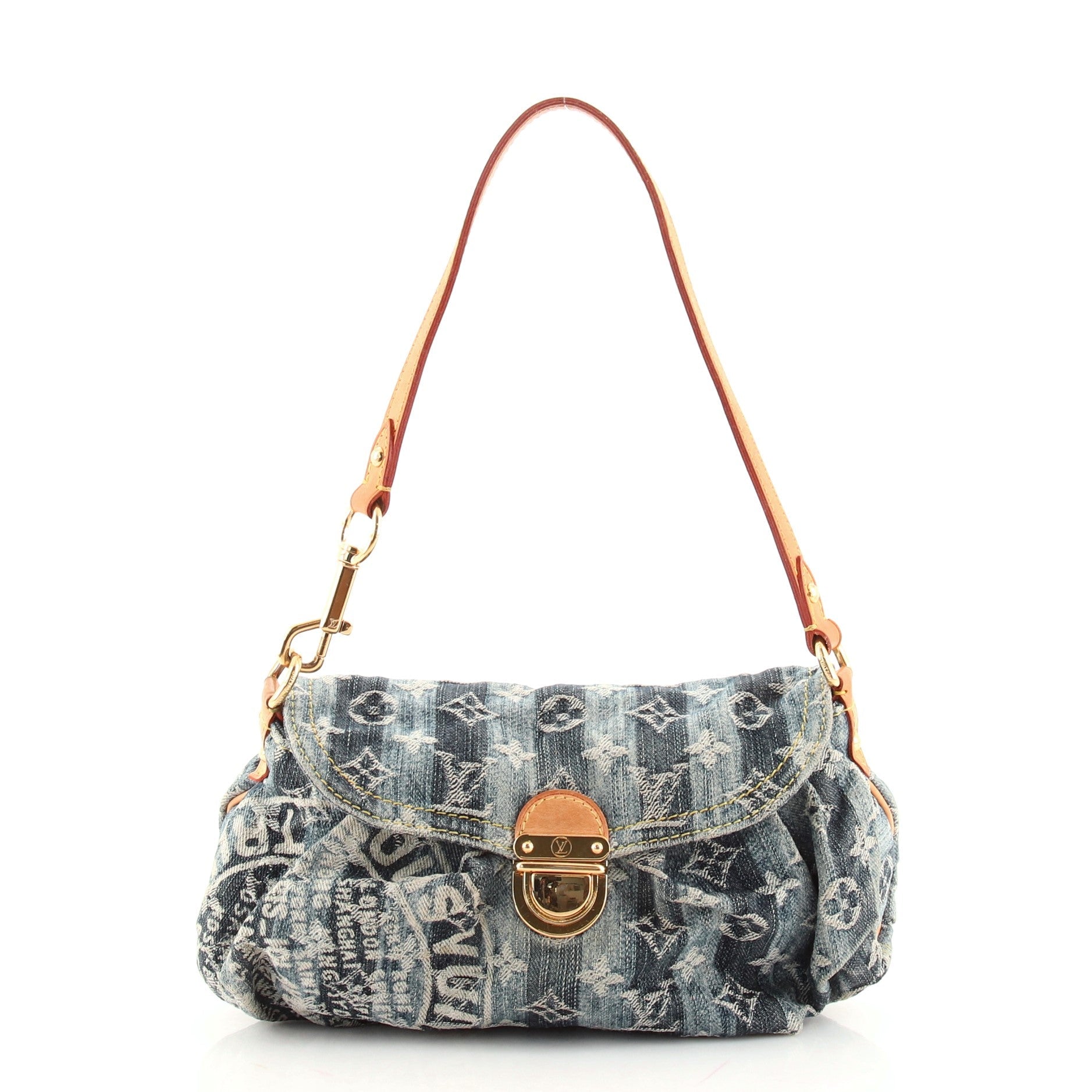 Pleaty Raye Handbag Striped Monogram Denim Mini