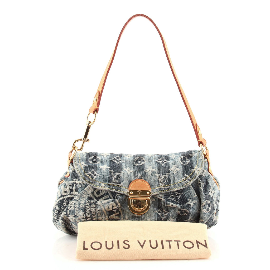 Pleaty Raye Handbag Striped Monogram Denim Mini