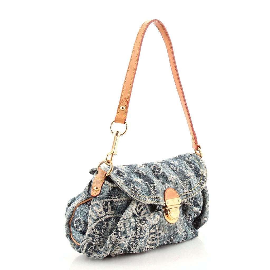 Pleaty Raye Handbag Striped Monogram Denim Mini