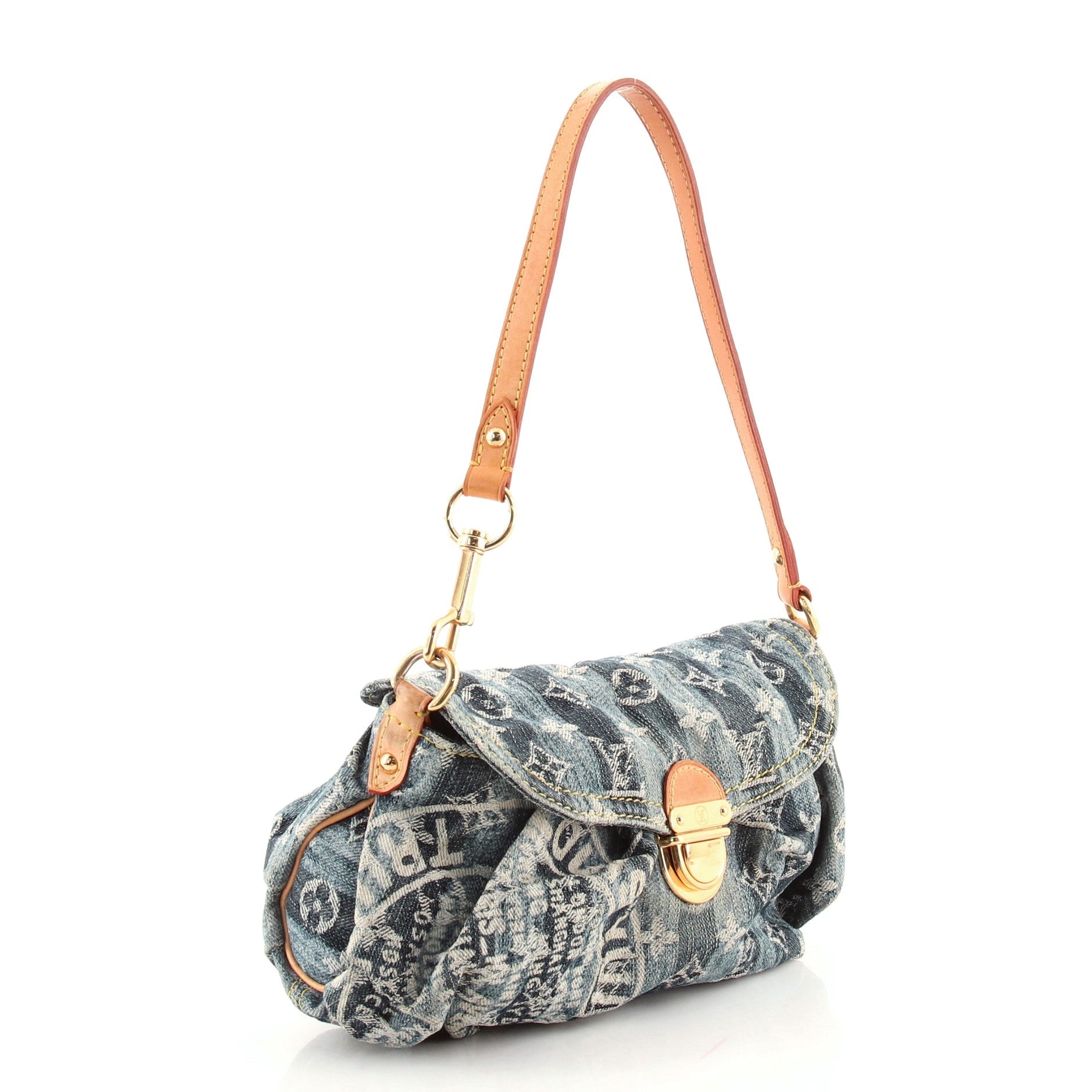 Pleaty Raye Handbag Striped Monogram Denim Mini