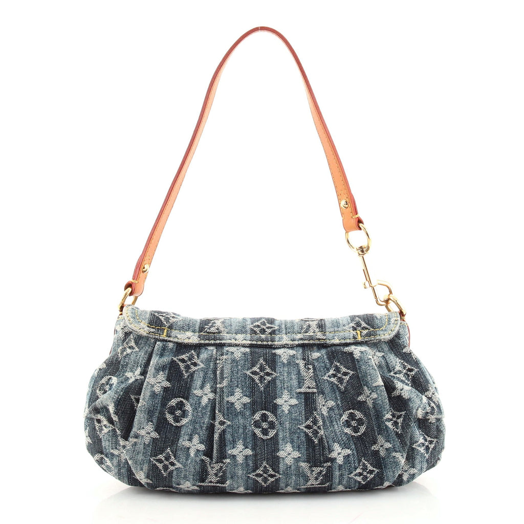 Pleaty Raye Handbag Striped Monogram Denim Mini