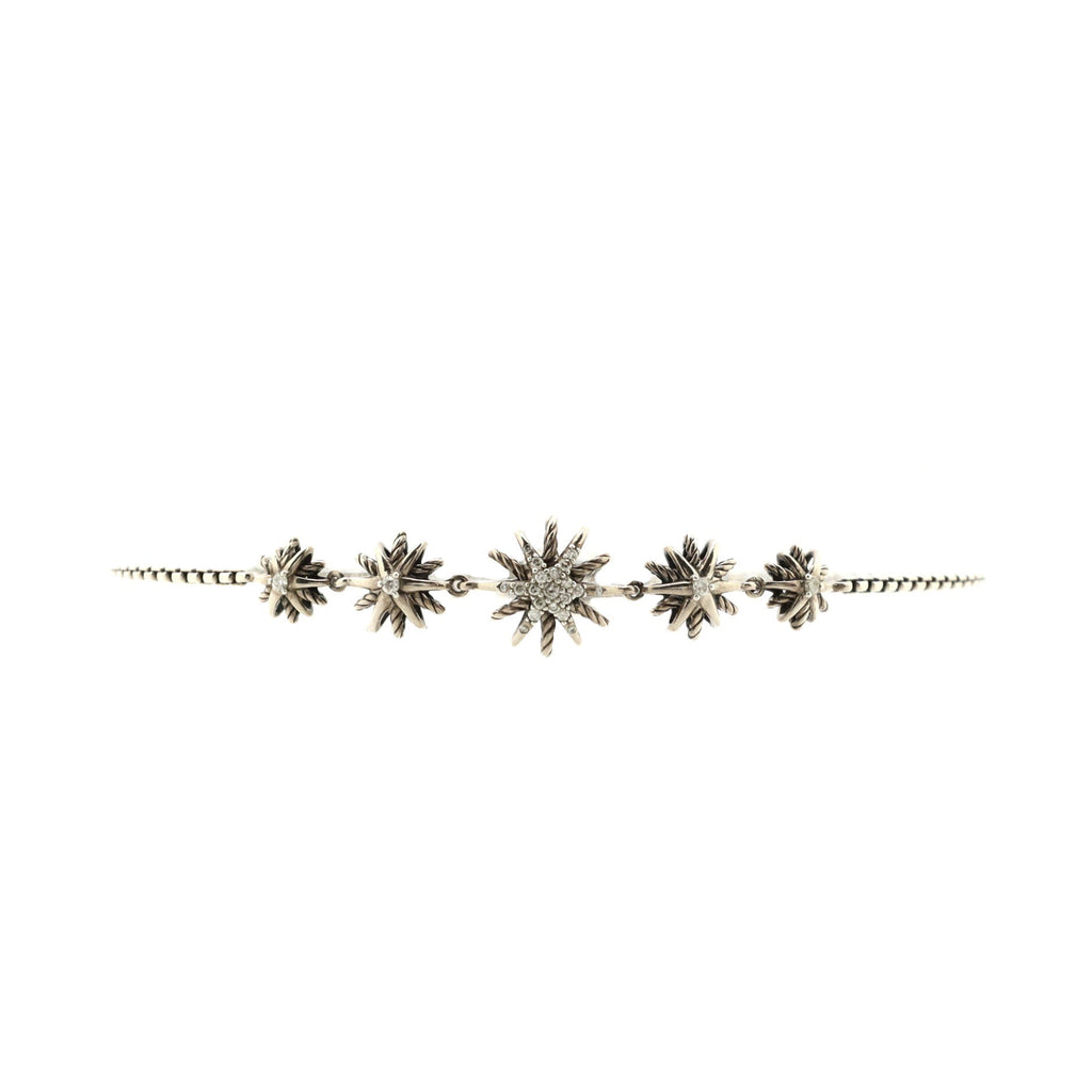 Starburst Five Station Bracelet Sterling Silver with Diamonds