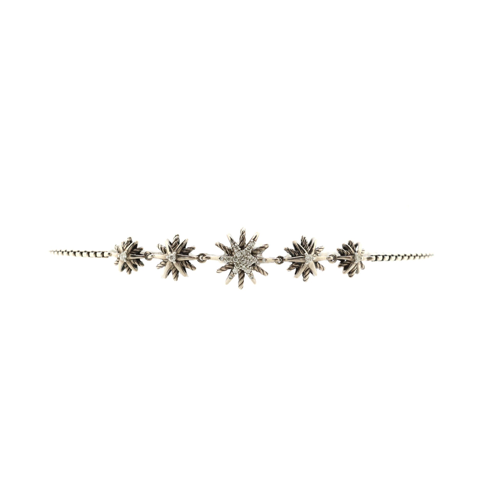 Starburst Five Station Bracelet Sterling Silver with Diamonds