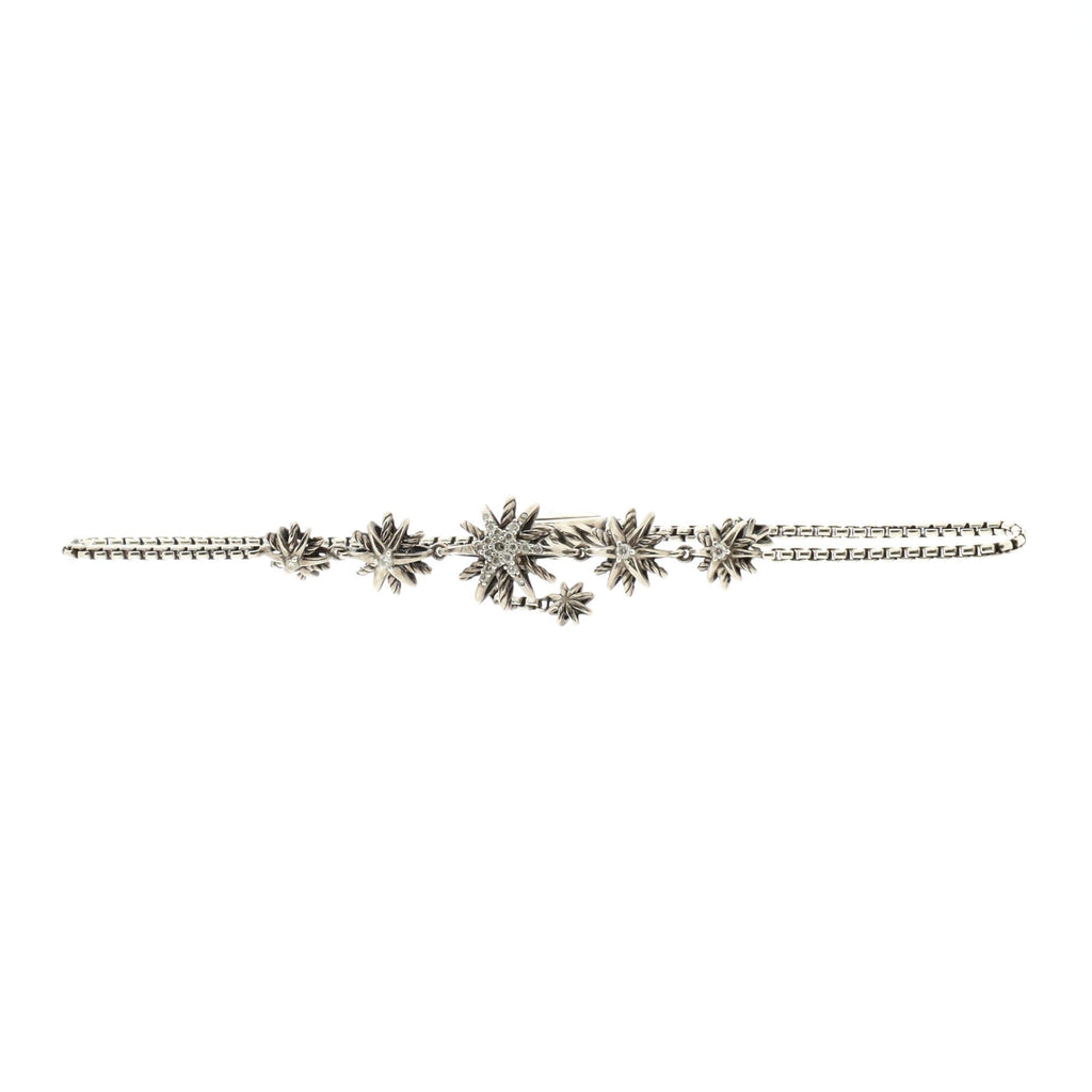 Starburst Five Station Bracelet Sterling Silver with Diamonds