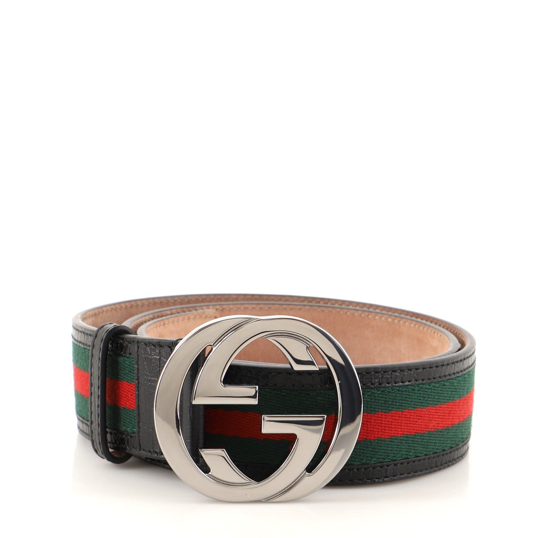 Interlocking G Web Belt Canvas and Leather Wide 95