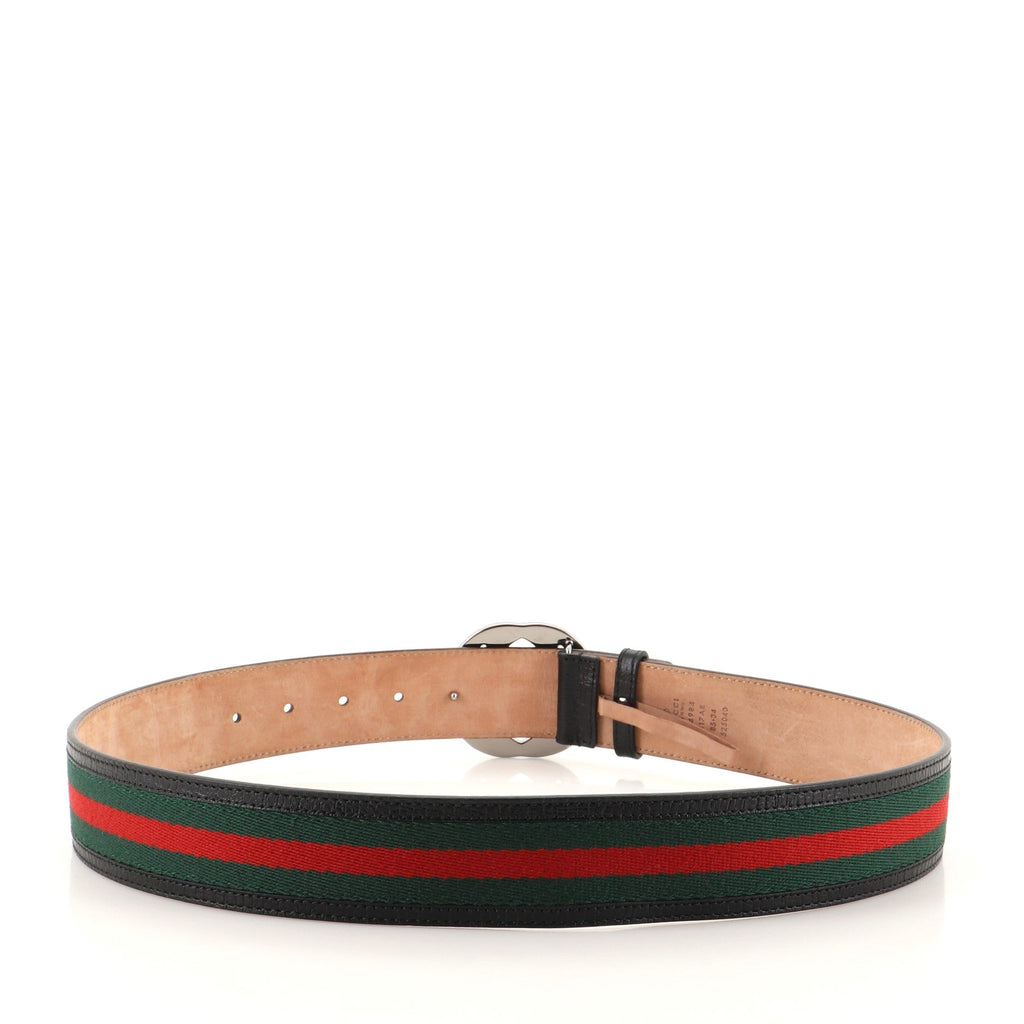 Interlocking G Web Belt Canvas and Leather Wide 95
