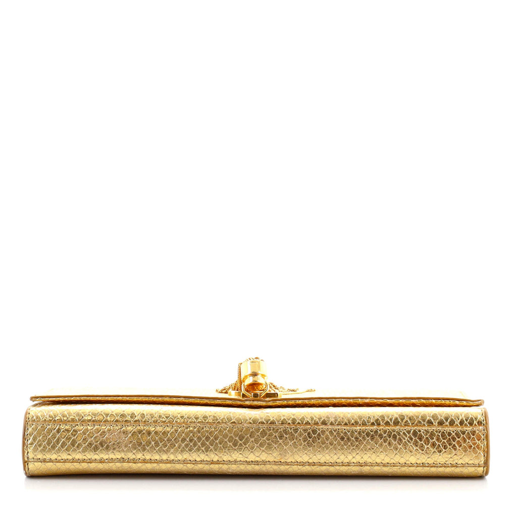 Classic Monogram Tassel Clutch Snake Embossed Leather Long