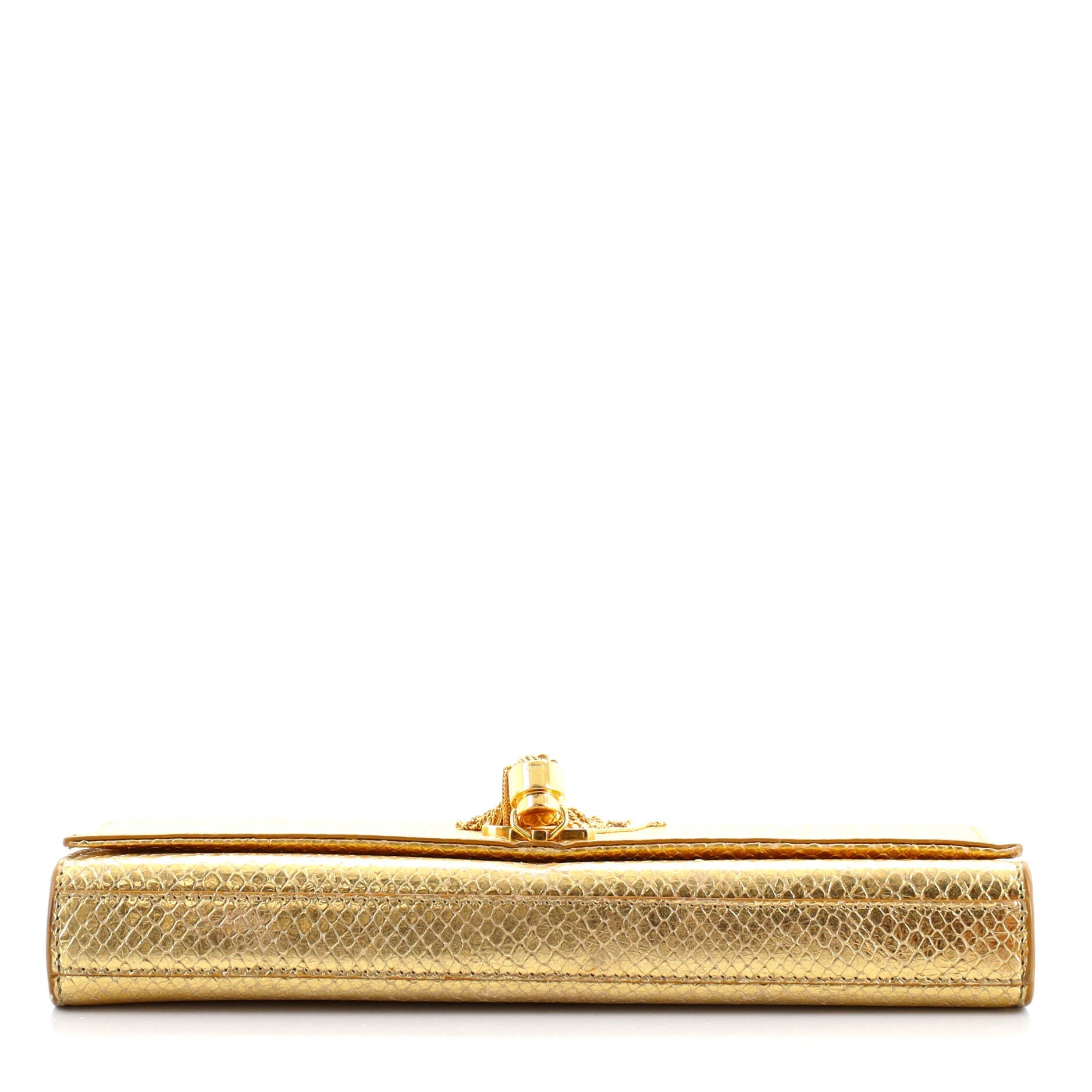 Classic Monogram Tassel Clutch Snake Embossed Leather Long