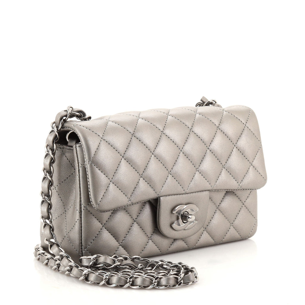 Classic Single Flap Bag Quilted Metallic Calfskin Mini