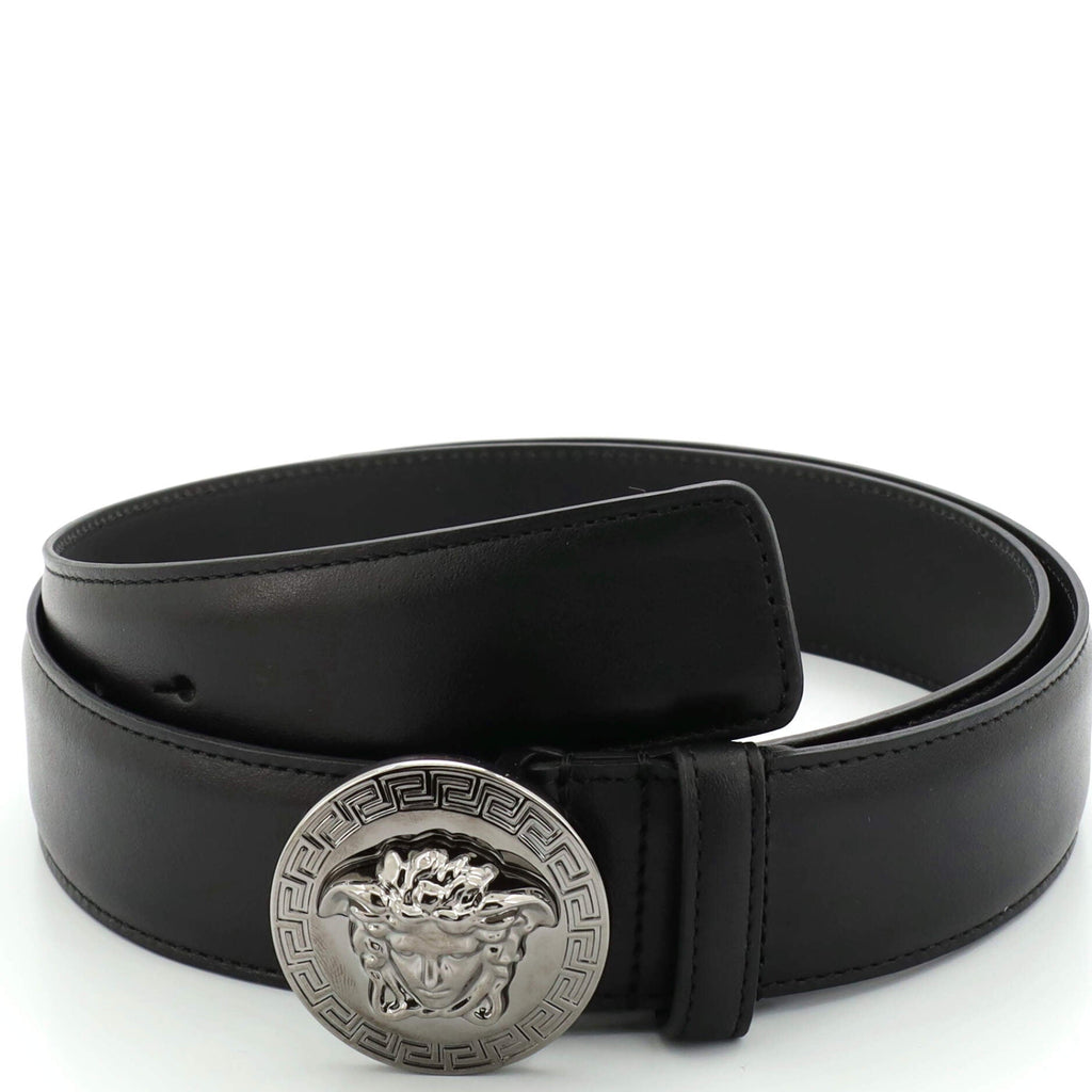 Classic Medusa Round Buckle Belt Leather Wide 105