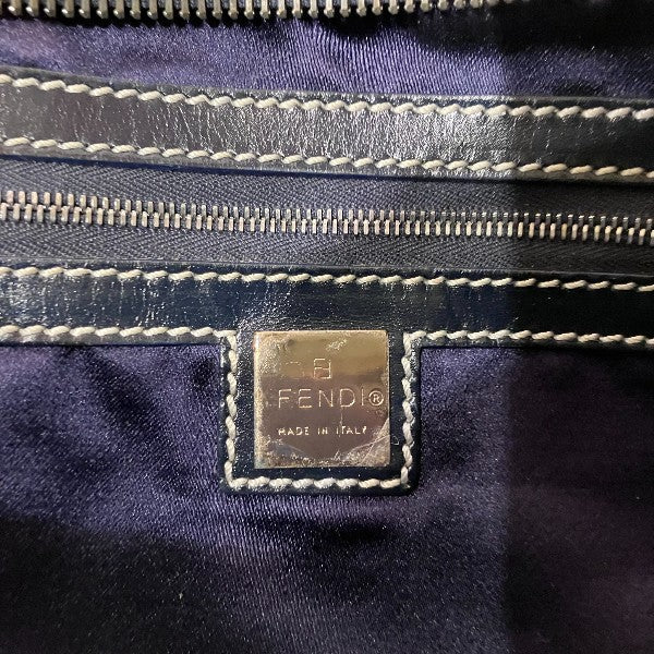 Fendi Zucchino Nylon Leather Handbag