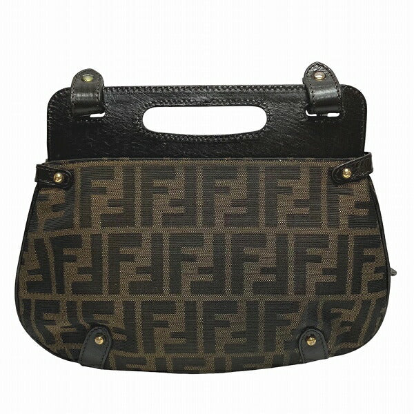 Fendi Zucca Canvas Leather Shoulder Bag