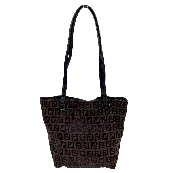 Fendi Zucchino Canvas Leather Handbag