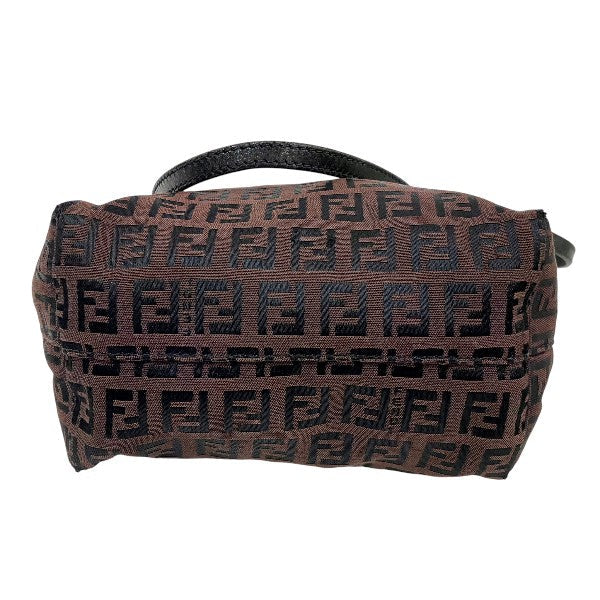 Fendi Zucchino Canvas Leather Handbag