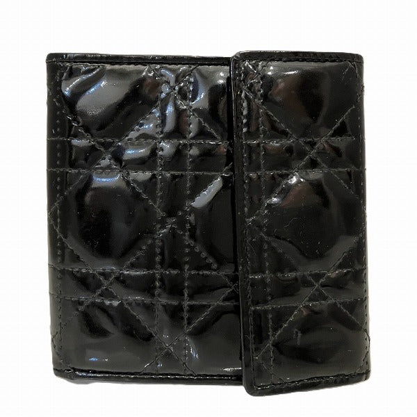 Dior Lady Dior Patent Leather Trifold Wallet