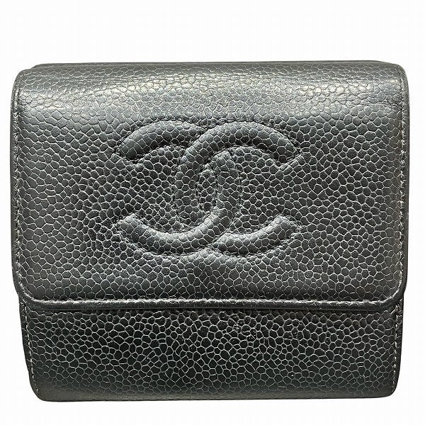 Chanel Coco Mark Caviar Skin Trifold Wallet