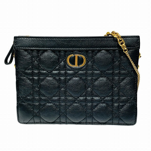 Dior Caro Zip Pouch Calfskin 2way Shoulder Bag