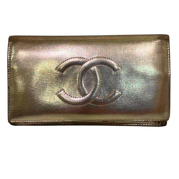 Chanel Coco Mark Leather Long Wallet