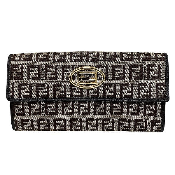 Fendi Zucca Canvas Leather Long Wallet