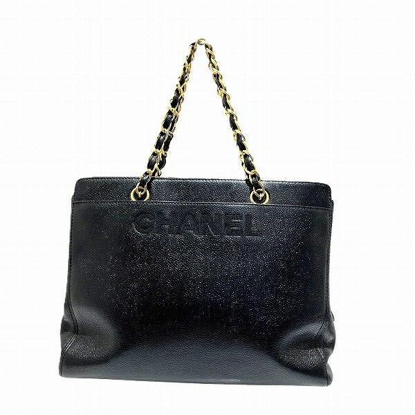 Chanel Caviar Skin Logo Embroidery Chain Handbag
