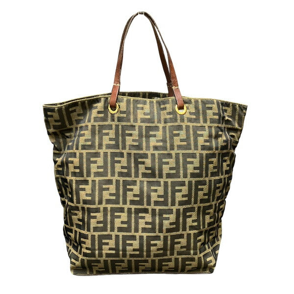Fendi Zucca Canvas Leather Tote Bag
