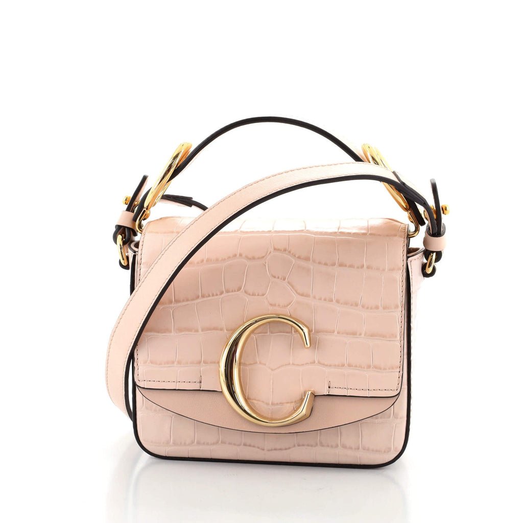 C Flap Bag Crocodile Embossed Leather Mini