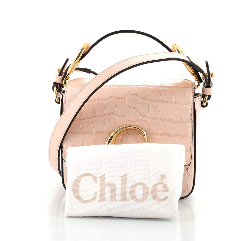 C Flap Bag Crocodile Embossed Leather Mini