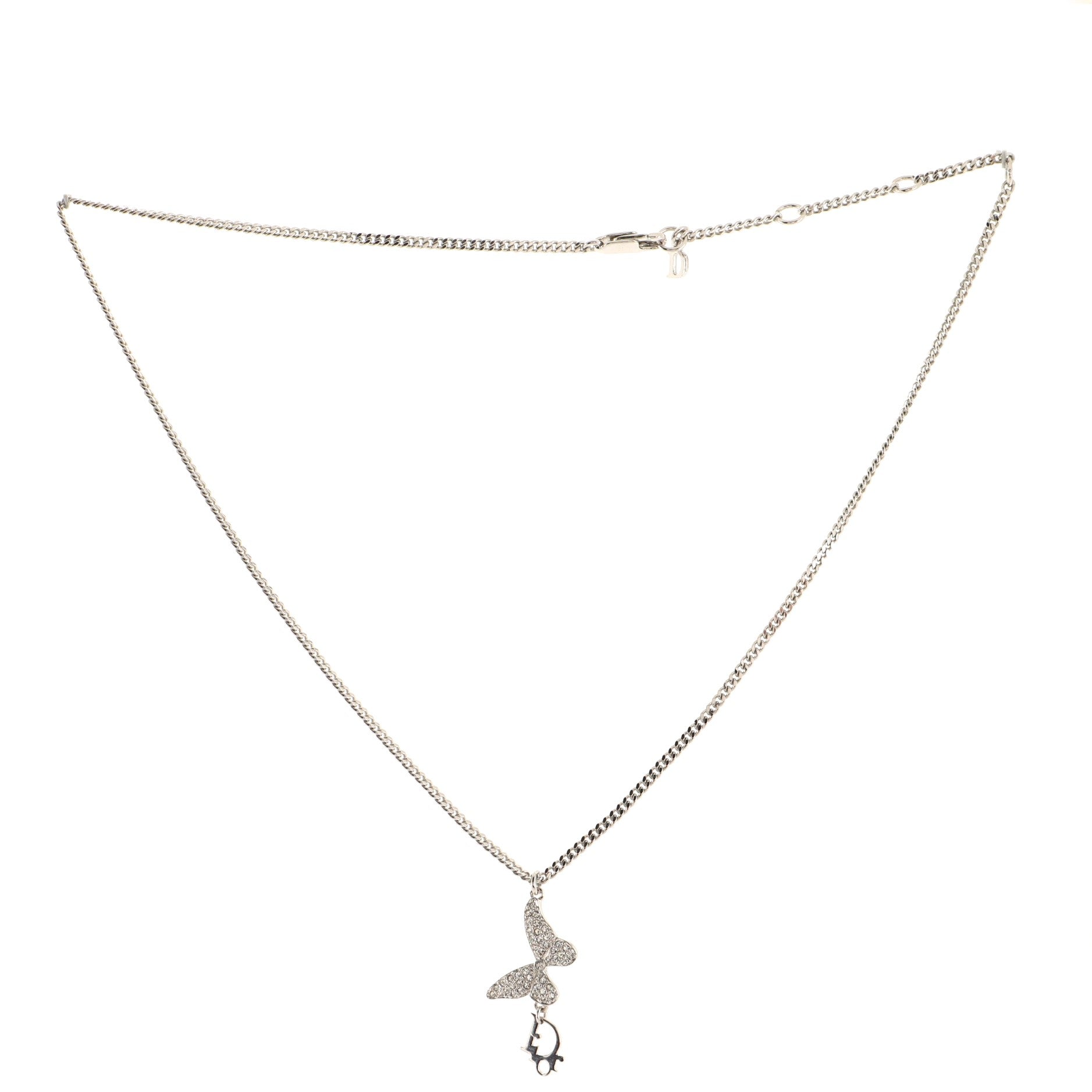 Butterfly Pendant Necklace Crystal Embellished Metal