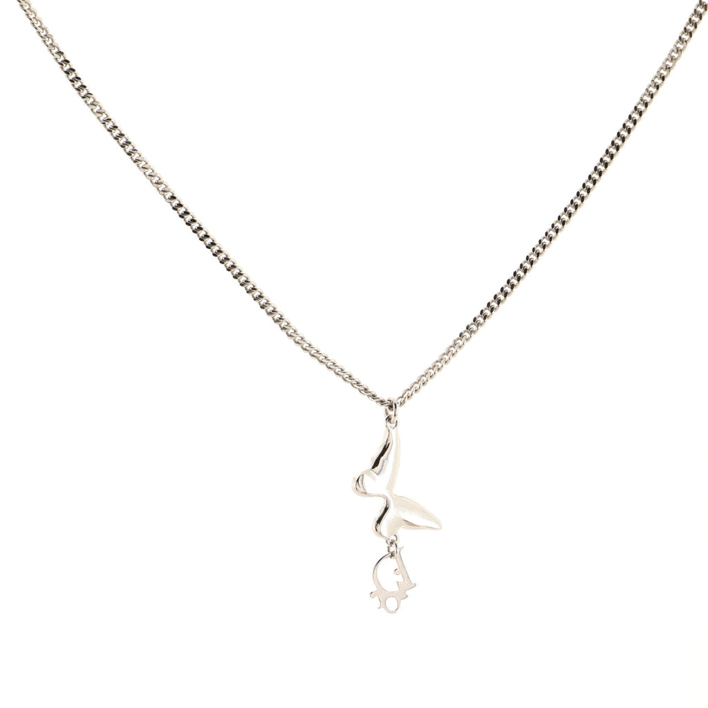 Butterfly Pendant Necklace Crystal Embellished Metal
