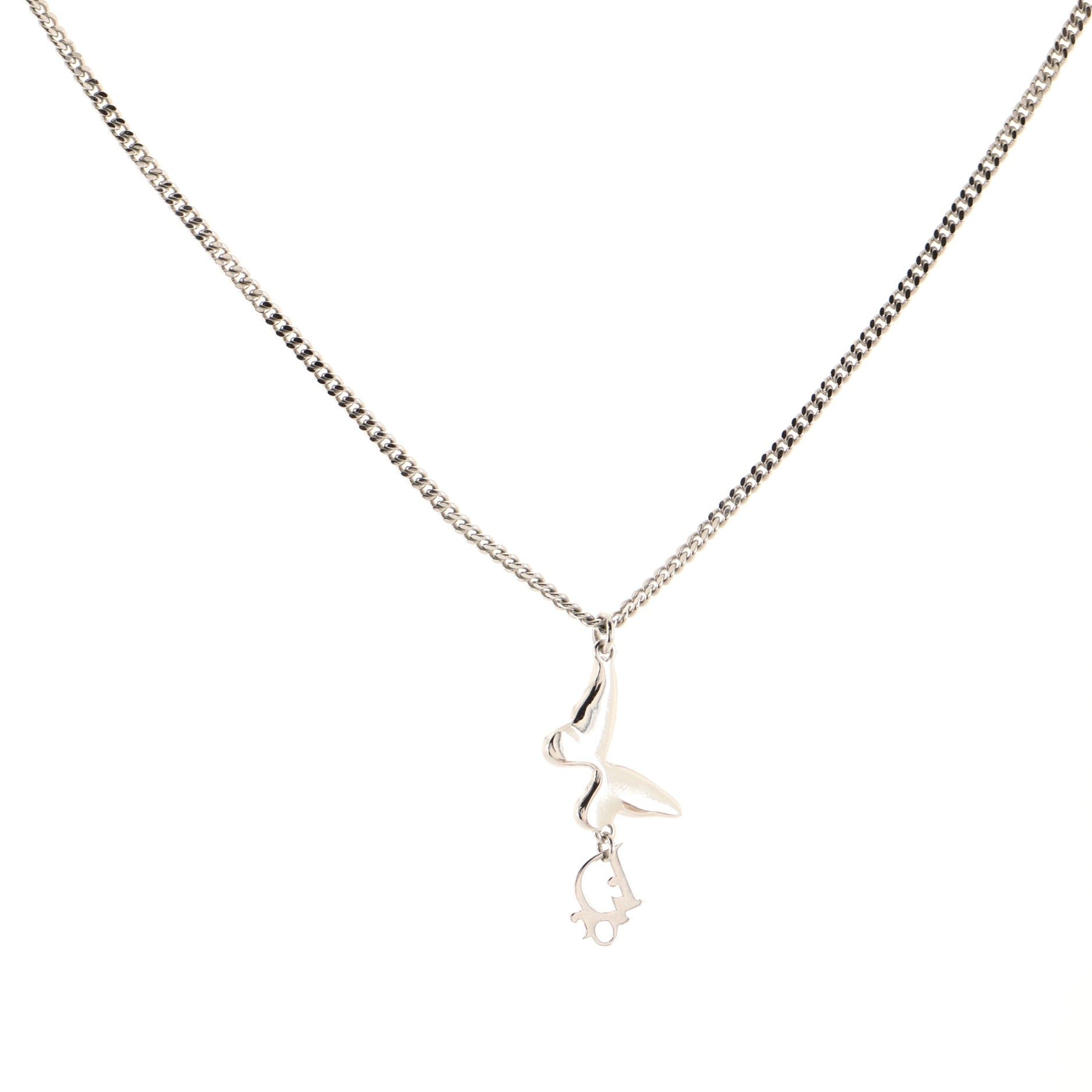 Butterfly Pendant Necklace Crystal Embellished Metal
