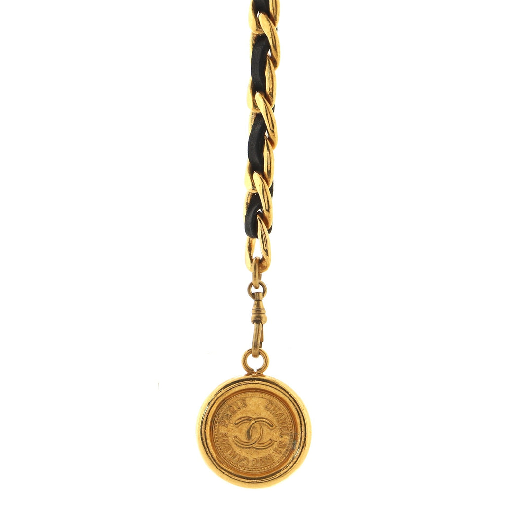 Vintage Medallion Chain Belt Metal and Leather 90
