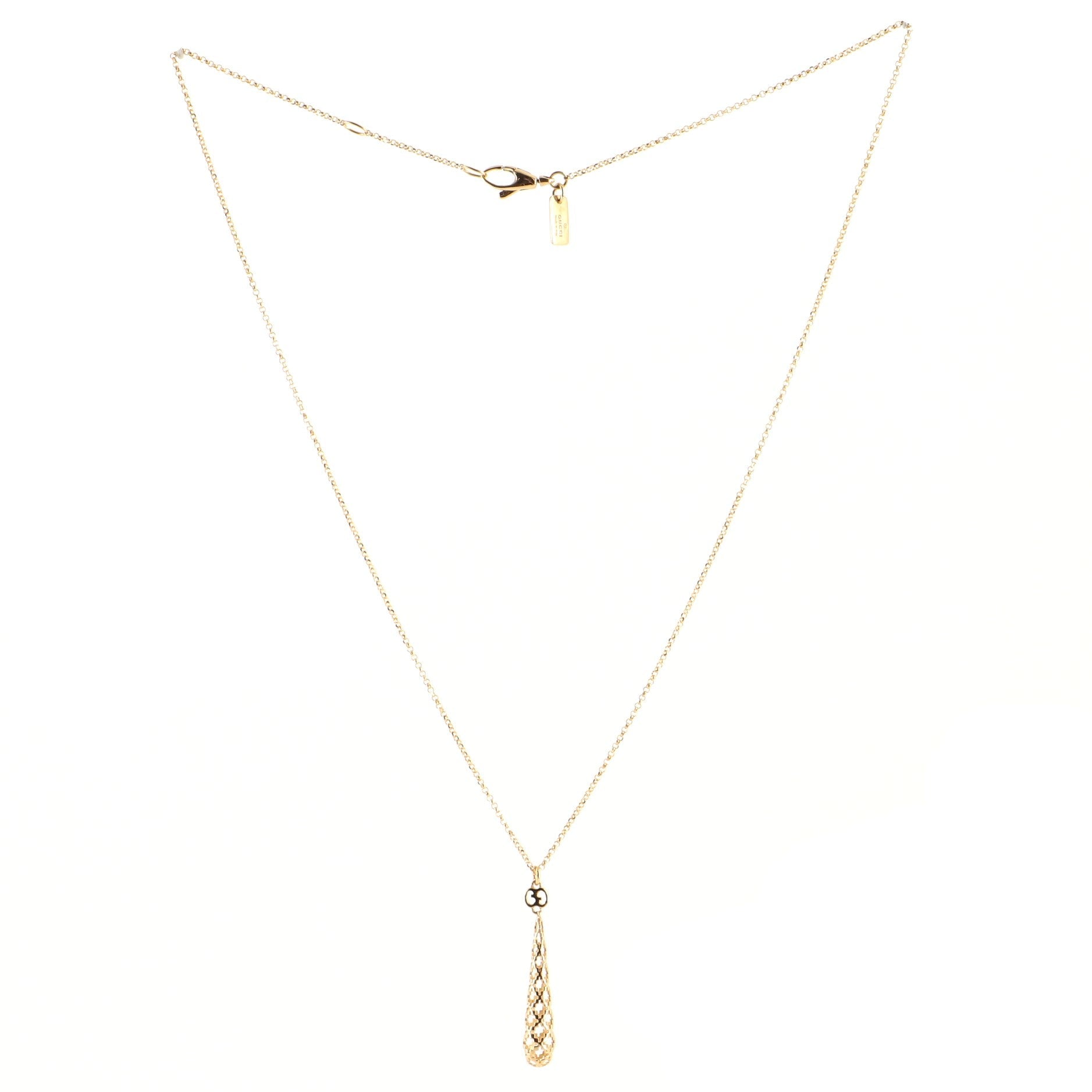 Diamantissima Teardrop Pendant Necklace 18K Yellow Gold