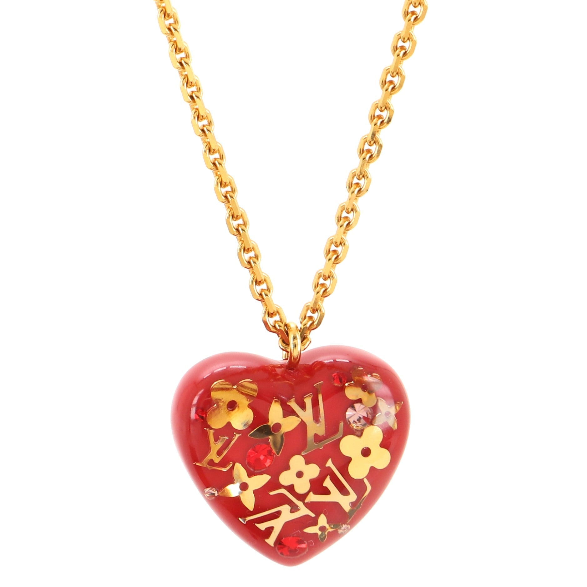 Inclusion Heart Pendant Necklace Metal and Resin