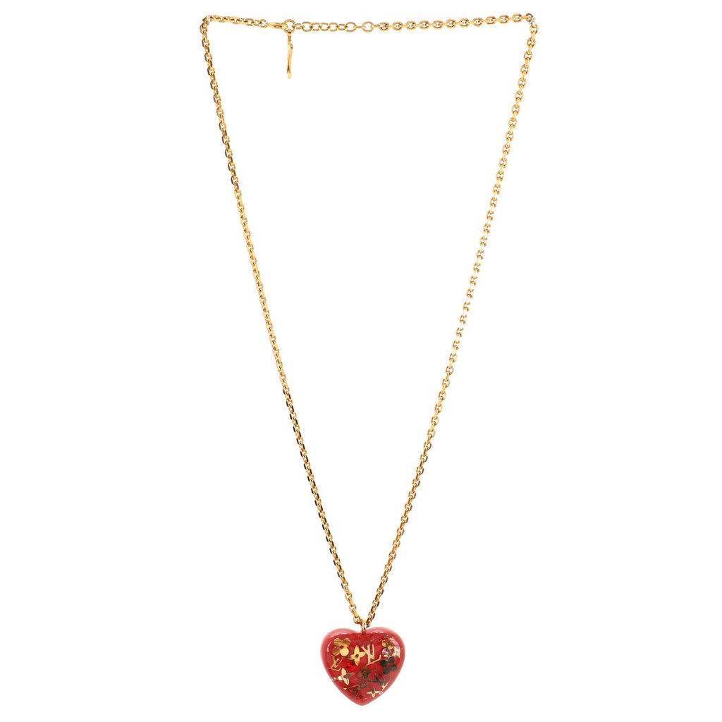 Inclusion Heart Pendant Necklace Metal and Resin