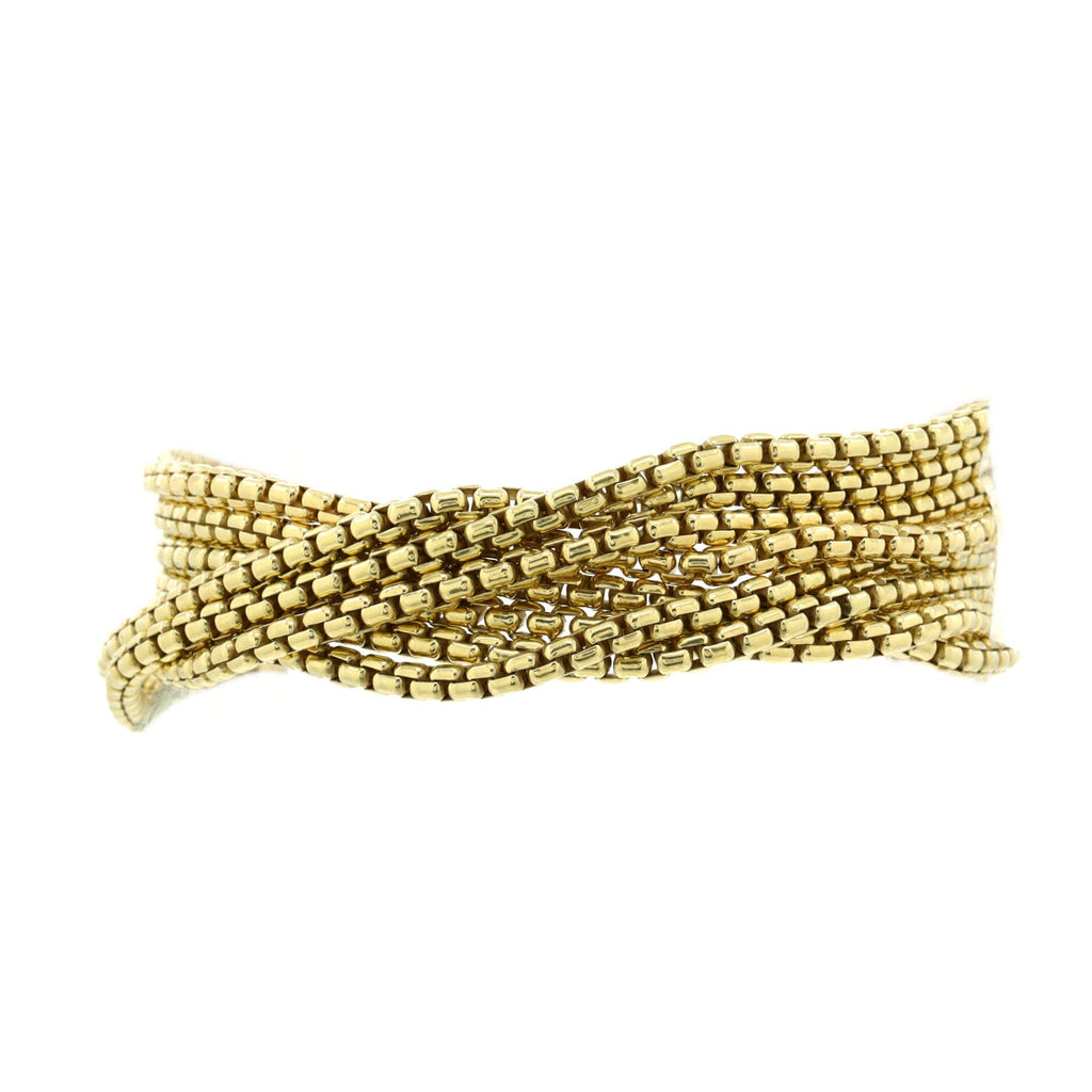 8-Row Box Chain Bracelet 18K Yellow Gold