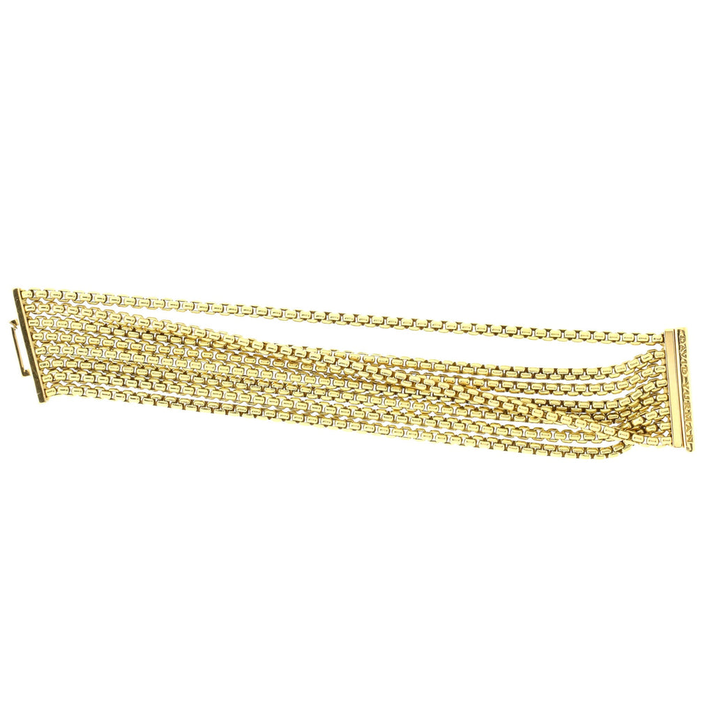 8-Row Box Chain Bracelet 18K Yellow Gold
