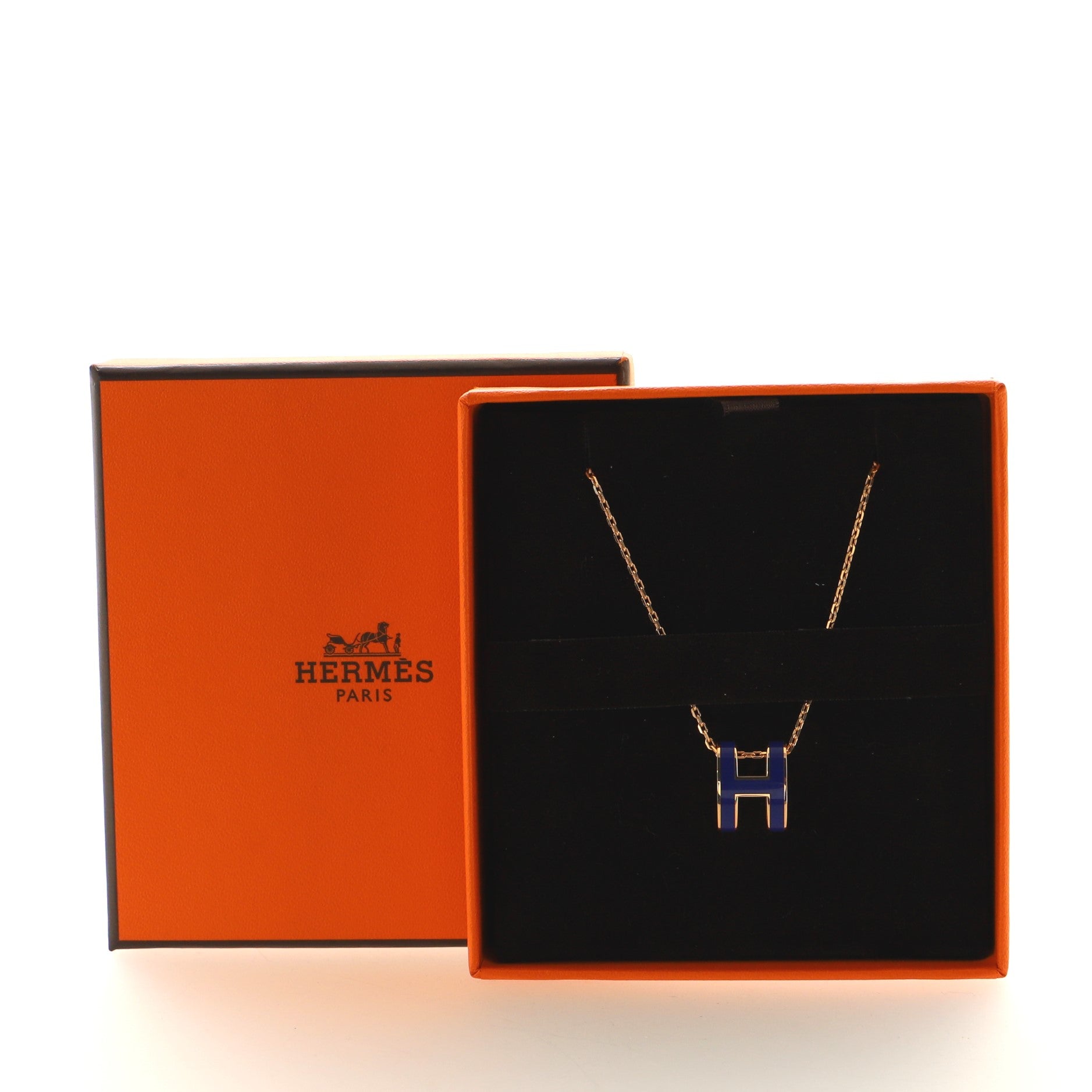 Pop H Pendant Chain Necklace Metal and Enamel