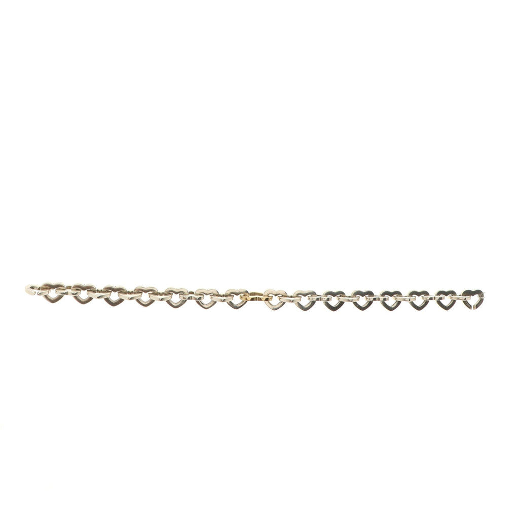 Heart Link Bracelet Sterling Silver and 18K Yellow Gold