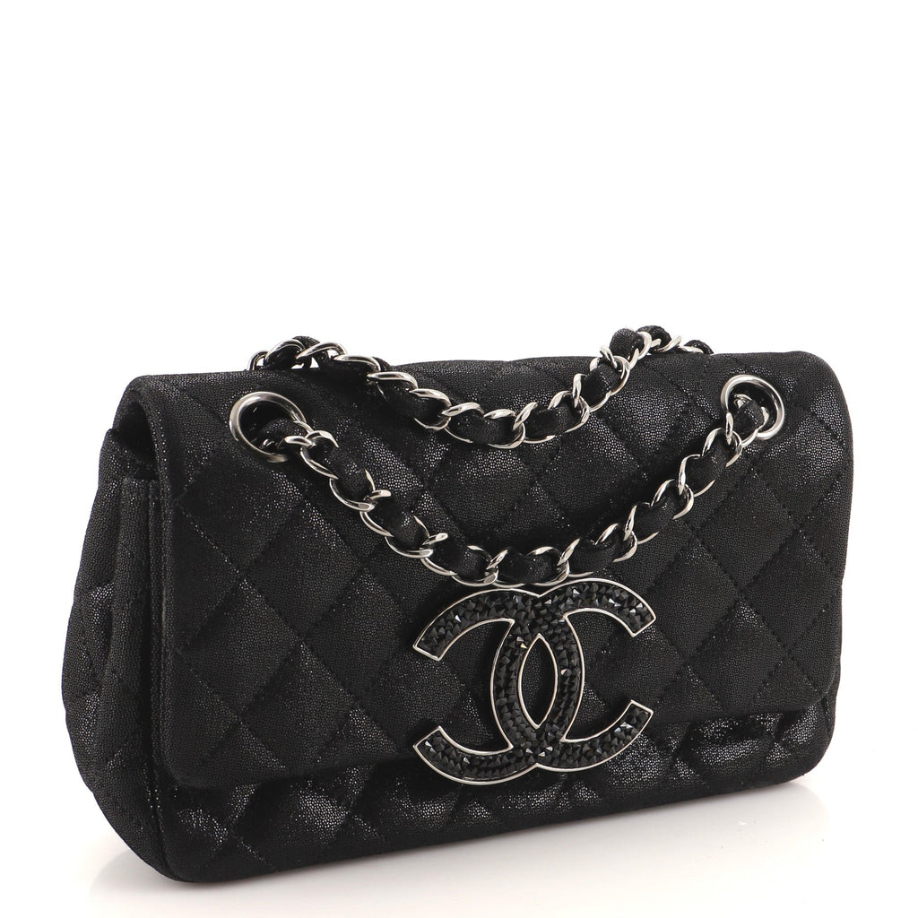 Crystal CC Chain Flap Bag Quilted Iridescent Goatskin Mini