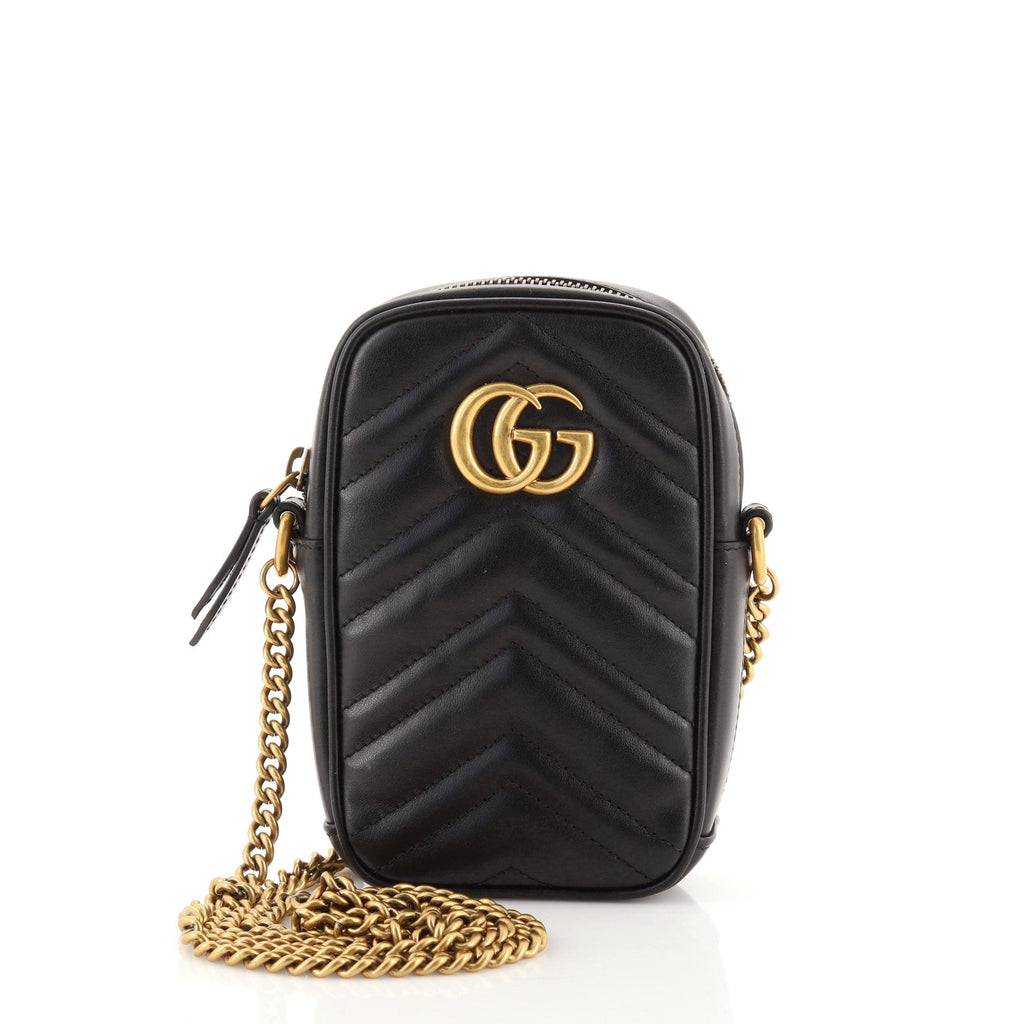 GG Marmont Vertical Phone Crossbody Bag Matelasse Leather Mini